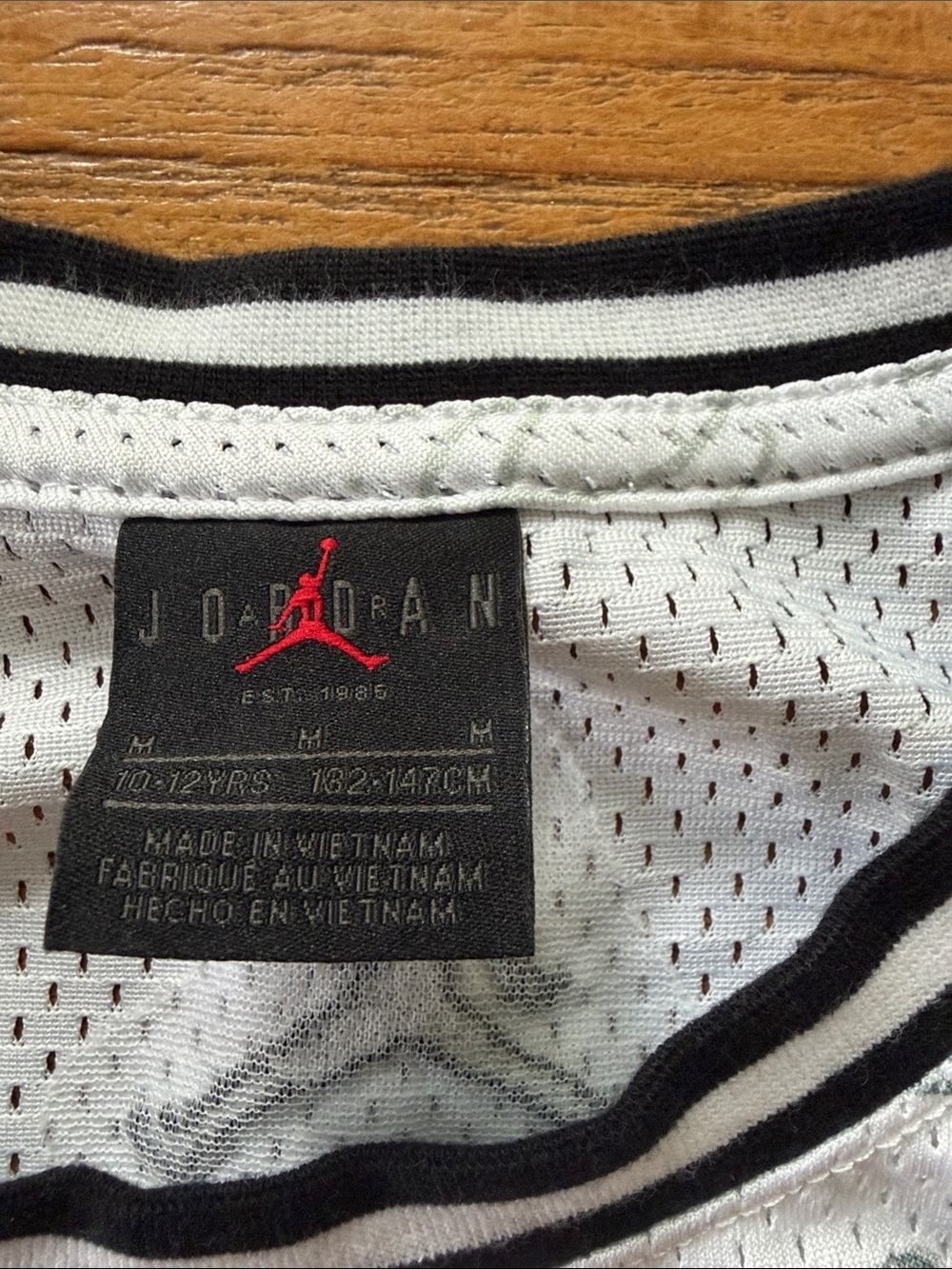 Jordan White Mesh 23 Graphic Basketball Jersey with Red Accents - Picture 2 of 5
